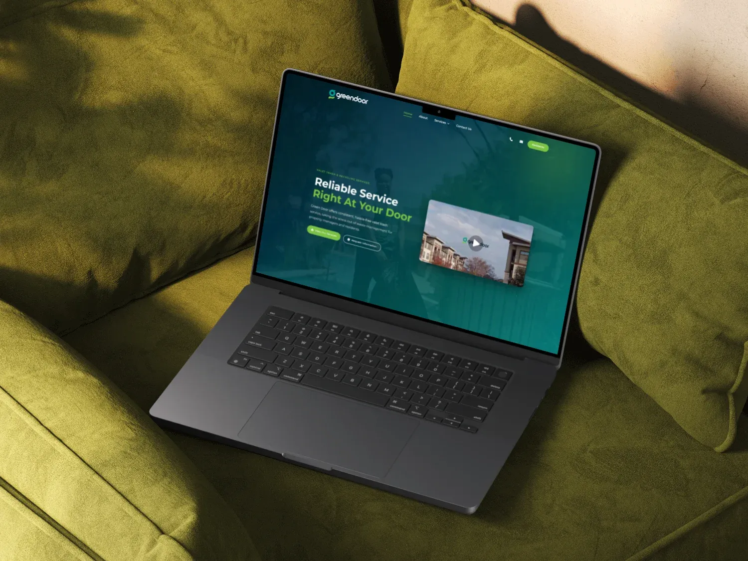 The Green Door website on a laptop