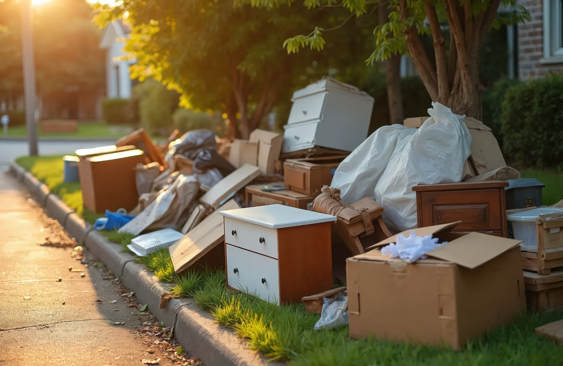 A kerbside pile before a Big Junk pickup
